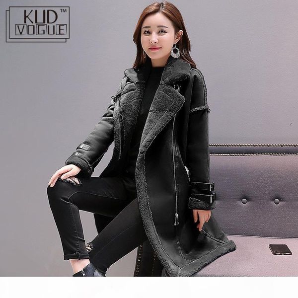 women faux leather lambs wool coat female long thick warm shearling coats suede leather jackets autumn winter female outerwear t190923, Black
women faux leather lambs wool coat female long thick warm shearling coats suede leather jackets autumn winter female outerwear t190923, Black