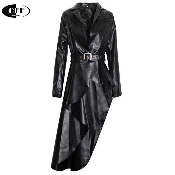 runway pu leather trench coat for women elegant irregular high waist v-neck long sleeve autumn coats jackets z, Tan;black
runway pu leather trench coat for women elegant irregular high waist v-neck long sleeve autumn coats jackets z, Tan;black