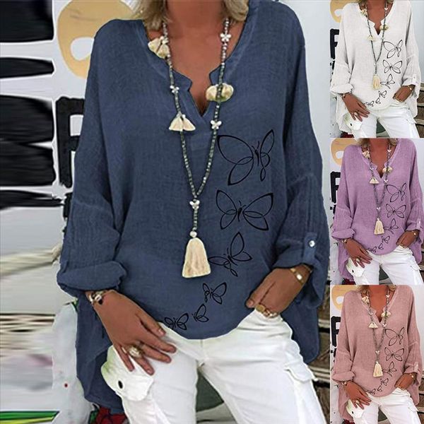 40 plus size women casual long sleeve butterfly print loose v neck shirt autumn pullover blouse cotton line elegant top, White
40 plus size women casual long sleeve butterfly print loose v neck shirt autumn pullover blouse cotton line elegant top, White