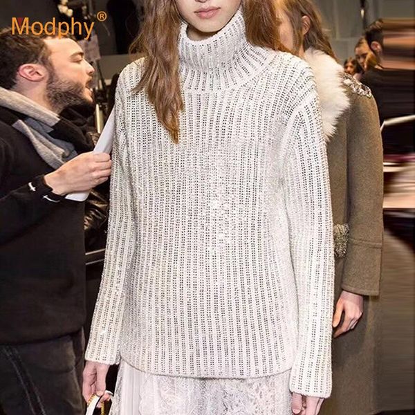 2020 autumn and winter new cashmere sweater ladies white sequined turtleneck pullover fashion loose sweater long-sleeved, White;black
2020 autumn and winter new cashmere sweater ladies white sequined turtleneck pullover fashion loose sweater long-sleeved, White;black
