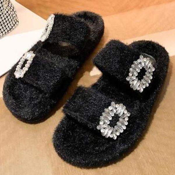 women's furry slippers fashion rhinestones outdoor flats women indoor home slippers fluffy sandals female casual slides xx676, Black
women's furry slippers fashion rhinestones outdoor flats women indoor home slippers fluffy sandals female casual slides xx676, Black