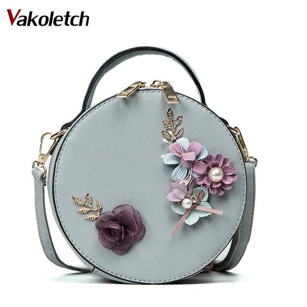 women bag female handbags leather shoulder bag crossbody tote handbag round flower cute small fashion bags kl374