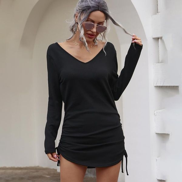 v neck pleated mini dress 2021 women dress long sleeve fashion autumn winter women streetwear party outfits clubwear d30, Black;gray
v neck pleated mini dress 2021 women dress long sleeve fashion autumn winter women streetwear party outfits clubwear d30, Black;gray