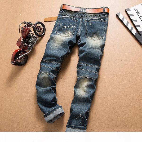men distressed ripped jeans fashion designer straight motorcycle biker causal denim pants streetwear style runway rock star jeans cool, Blue
men distressed ripped jeans fashion designer straight motorcycle biker causal denim pants streetwear style runway rock star jeans cool, Blue