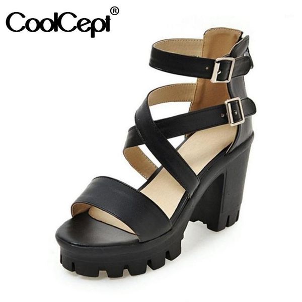 coolcept women sandals gladiator buckle thick high heels shoes solid color leisure office women footwear size 34-431, Black
coolcept women sandals gladiator buckle thick high heels shoes solid color leisure office women footwear size 34-431, Black
