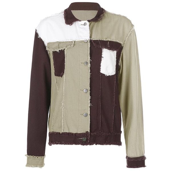 women's jackets patchwork casual denim jacket women 2021 autumn winter selling fashion oversize streetwear, Black;brown
women's jackets patchwork casual denim jacket women 2021 autumn winter selling fashion oversize streetwear, Black;brown