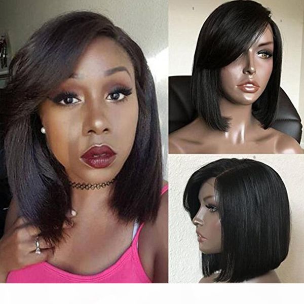 side part short bob full lace human hair wigs with bangs 100% brazilian virgin hair bob straight lace front wigs for black woman on sal, Black;brown
side part short bob full lace human hair wigs with bangs 100% brazilian virgin hair bob straight lace front wigs for black woman on sal, Black;brown