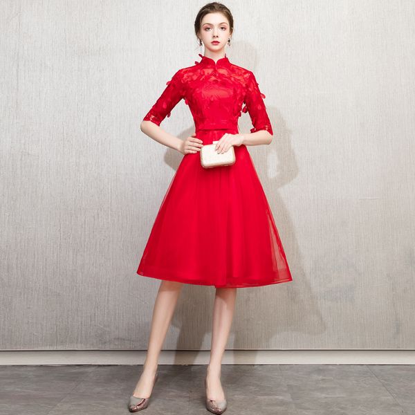 robe de soiree elegant burgundy a-line half sellve formal evening dress with lace embroidered bow banquet party prom dresses, Black;red
robe de soiree elegant burgundy a-line half sellve formal evening dress with lace embroidered bow banquet party prom dresses, Black;red