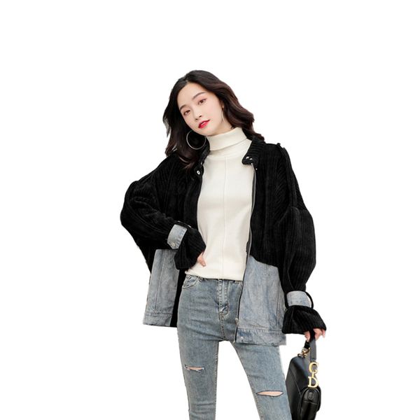 2021 new spring woman jean sews stripe velvet patched letter plus size collar tide aviator jacket y212 8ryd, Black
2021 new spring woman jean sews stripe velvet patched letter plus size collar tide aviator jacket y212 8ryd, Black