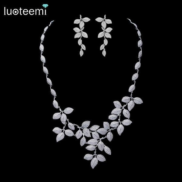 luoteemi new luxurious jewelry bridal wedding accessories micro paved cz crystal many leaves pendant necklace earrings set for women collier, Slivery;golden
luoteemi new luxurious jewelry bridal wedding accessories micro paved cz crystal many leaves pendant necklace earrings set for women collier, Slivery;golden