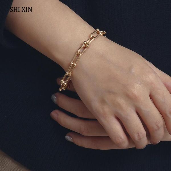 link, chain shixin charms bracelets bangles 2021 designer hand jewelry fashion gold/silver color bracelet for women gift, Black
link, chain shixin charms bracelets bangles 2021 designer hand jewelry fashion gold/silver color bracelet for women gift, Black
