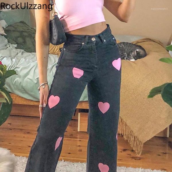 women's jeans black heart print cute high waist loose straight denim pant women streetwear boyfriend fashion pink contrast love graphic, Blue
women's jeans black heart print cute high waist loose straight denim pant women streetwear boyfriend fashion pink contrast love graphic, Blue