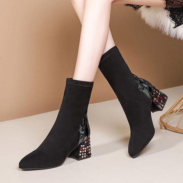 boots women 2021 winter shoes patchwork mid-calf boot faux suede rhinestone heels designer snake skin botas mujer 8270n, Black
boots women 2021 winter shoes patchwork mid-calf boot faux suede rhinestone heels designer snake skin botas mujer 8270n, Black