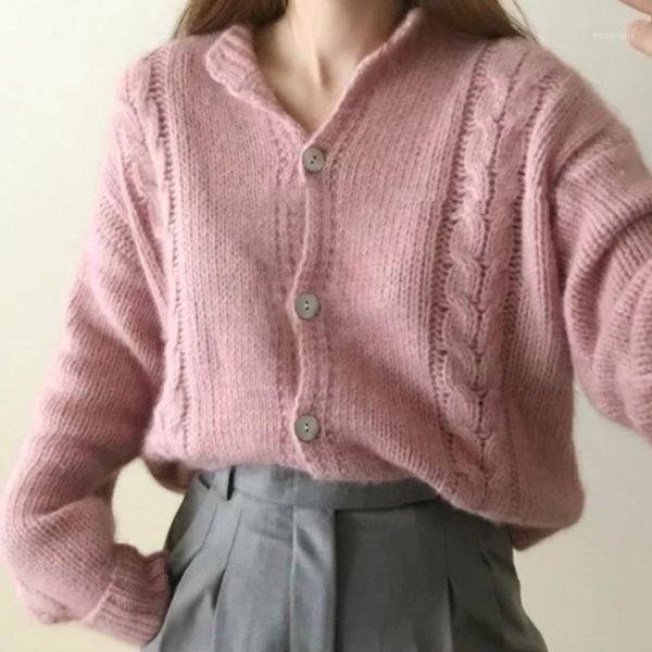 women sweater vintage center buttons warm kintted harajuku cardigan casual loose thick warm cloth1, White
women sweater vintage center buttons warm kintted harajuku cardigan casual loose thick warm cloth1, White