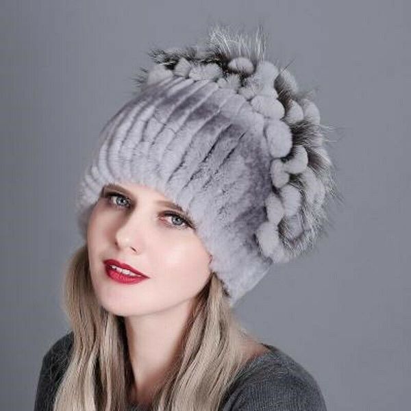 real rex rabbit fur hats women winter warm beanie earmuffs cap with fox fluffy, Blue;gray
real rex rabbit fur hats women winter warm beanie earmuffs cap with fox fluffy, Blue;gray