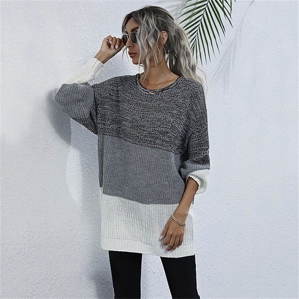 loose color blocked thin sweaters autumn female knitted jumpers o neck long oversized pullovers fall women's clothing 201221, White;black
loose color blocked thin sweaters autumn female knitted jumpers o neck long oversized pullovers fall women's clothing 201221, White;black