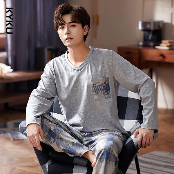 autumn winter pijama hombre men's cotton pajamas plaid sleepwear male pajama sets casual lounge set home wear pyjamas plus size1, Black;brown
autumn winter pijama hombre men's cotton pajamas plaid sleepwear male pajama sets casual lounge set home wear pyjamas plus size1, Black;brown