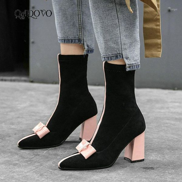 women fall winter ankle boots sweet bow knot square high heel boots fashion zipper pointed toe shoes women big size 34-431, Black
women fall winter ankle boots sweet bow knot square high heel boots fashion zipper pointed toe shoes women big size 34-431, Black