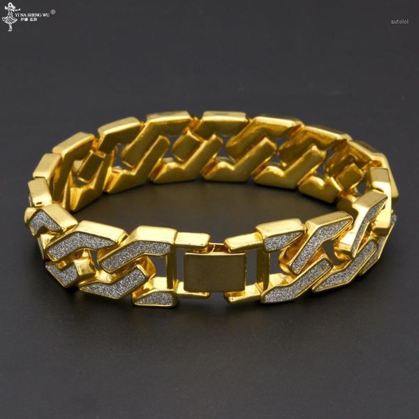 sand blast bracelets cuban chain link alloy iced out hip hop gold color tone heavy men 16mm bling bracelet for men women 8.6"1, Black
sand blast bracelets cuban chain link alloy iced out hip hop gold color tone heavy men 16mm bling bracelet for men women 8.6"1, Black