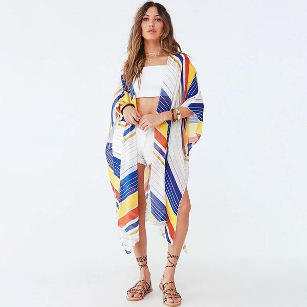 sarongs kimono cardigan women summer beach cover ups stripe print long loose casual open front chiffon blouse beachwear blusas 20211, Blue;gray
sarongs kimono cardigan women summer beach cover ups stripe print long loose casual open front chiffon blouse beachwear blusas 20211, Blue;gray