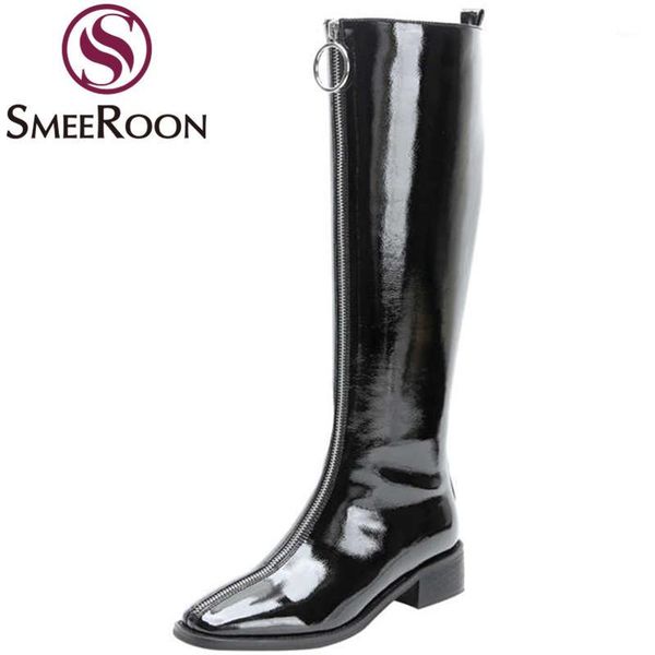 smeeroon size 34-42 fashion knee high boots square toe zip med heels patent leather boots elegant lady prom autumn winter1, Black
smeeroon size 34-42 fashion knee high boots square toe zip med heels patent leather boots elegant lady prom autumn winter1, Black