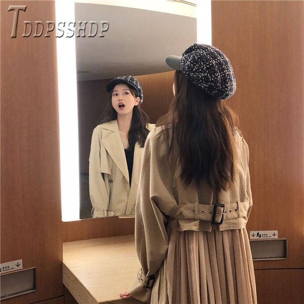 women's trench coats 2021 autumn winter loose chic women coat korean pleated style female overcoat, Tan;black
women's trench coats 2021 autumn winter loose chic women coat korean pleated style female overcoat, Tan;black