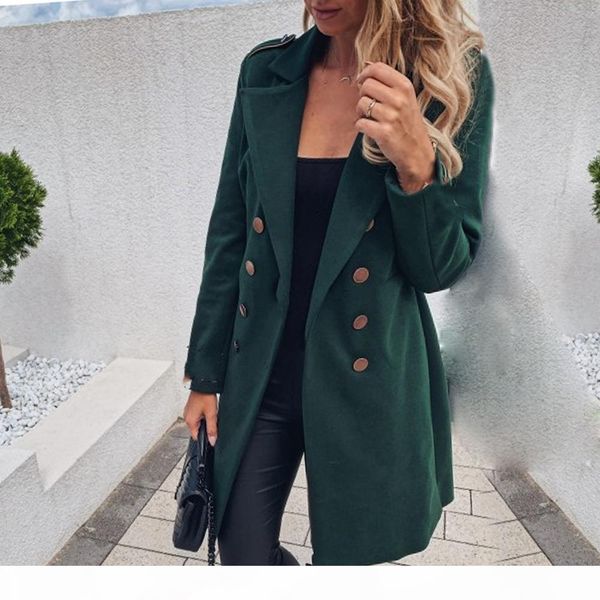 women blend coat basic kakhi double-breasted mid-long blend pea coat solid color woolen autumn winter female jacket, Black
women blend coat basic kakhi double-breasted mid-long blend pea coat solid color woolen autumn winter female jacket, Black