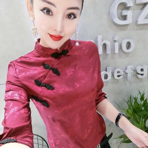 suits women's tang pullovers elbow woman's sleeve high collar silk blouse and casual shirt friz, White
suits women's tang pullovers elbow woman's sleeve high collar silk blouse and casual shirt friz, White
