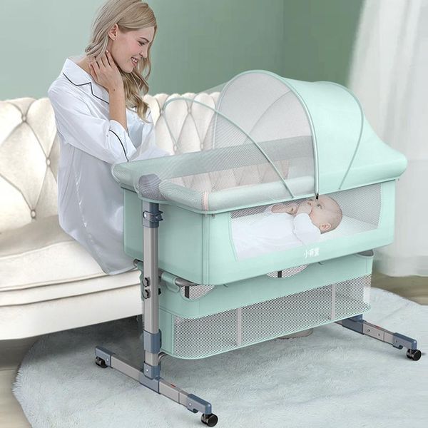 Newborn Portable Baby Crib Cradle Travel Bed Game Bed With Mosquito Net Aluminum Alloy Movable Baby Sleeping Basket 0-18month