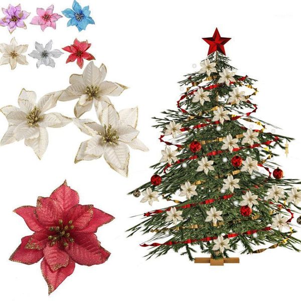 decorative flowers & wreaths 10pcs glitter artificial flower merry christmas ornaments tree decorations year 2021 xmas wedding party home de 
decorative flowers & wreaths 10pcs glitter artificial flower merry christmas ornaments tree decorations year 2021 xmas wedding party home de
