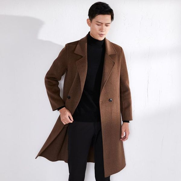 new men's double face cashmere coat mid long casual woolen coat 100 wool windbreaker, Black
new men's double face cashmere coat mid long casual woolen coat 100 wool windbreaker, Black