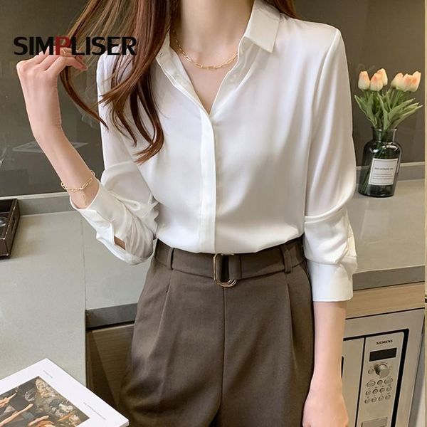 women's blouses & shirts elegant office lady work wear satin female grey white roupas feminina long sleeve woman 2021
women's blouses & shirts elegant office lady work wear satin female grey white roupas feminina long sleeve woman 2021