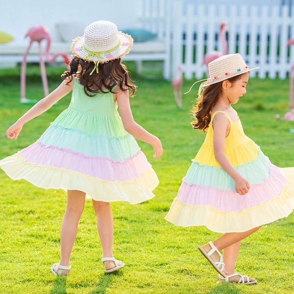 cotton 2020 summer children's clothing girls big drs little girl suspender rainbow skirt a482 5bzn, Red;yellow 
cotton 2020 summer children's clothing girls big drs little girl suspender rainbow skirt a482 5bzn, Red;yellow