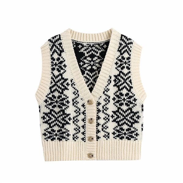 2021 new streetwear women geometric jacquard sweater tanks fashion ladies v-neck knitted female button vest bchl, White;black
2021 new streetwear women geometric jacquard sweater tanks fashion ladies v-neck knitted female button vest bchl, White;black