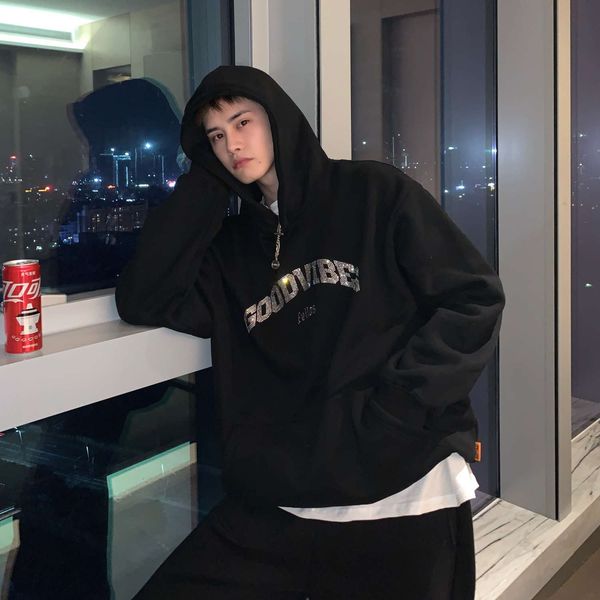 cuibuju 20aw diamond lettered hooded pullover couple's autumn / winter plush sweater for men, Black
cuibuju 20aw diamond lettered hooded pullover couple's autumn / winter plush sweater for men, Black