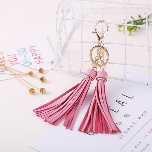 12pcs Dozen Whole Sale Leather Tassels Key Chain With Two Tassels For Womencar Keychain Bag Key Ring Jewelry Eh820c H Bbyhsn