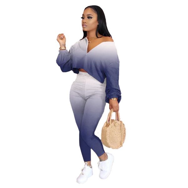 ladies temperament clothes suit women summer autumn fashionable gradient color long sleeve short + casual long pants set, Gray
ladies temperament clothes suit women summer autumn fashionable gradient color long sleeve short + casual long pants set, Gray