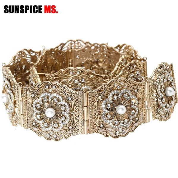 sunspice-ms antique gold metal women belt chain with rhinestones and artificial pearl adjust length caftan waist belt for dress y200424, Black;brown
sunspice-ms antique gold metal women belt chain with rhinestones and artificial pearl adjust length caftan waist belt for dress y200424, Black;brown