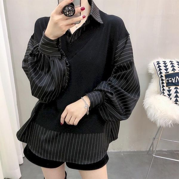 2021 spring new women's blouse korean version stitching fake two-piece shirt women loose long-sleeved shirt jacket retro, White
2021 spring new women's blouse korean version stitching fake two-piece shirt women loose long-sleeved shirt jacket retro, White