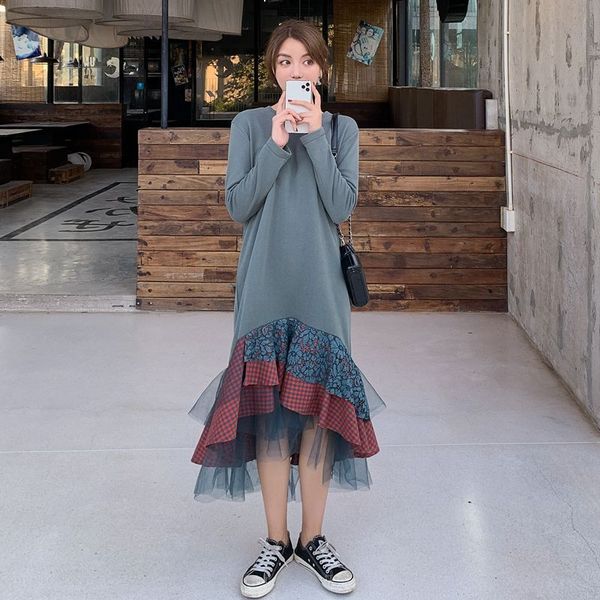 2021 new ladies'dress spring summer new korean fashions two pieces plaid seams loose frilly around the neck fishtail dress 9x lku7, Black;gray
2021 new ladies'dress spring summer new korean fashions two pieces plaid seams loose frilly around the neck fishtail dress 9x lku7, Black;gray