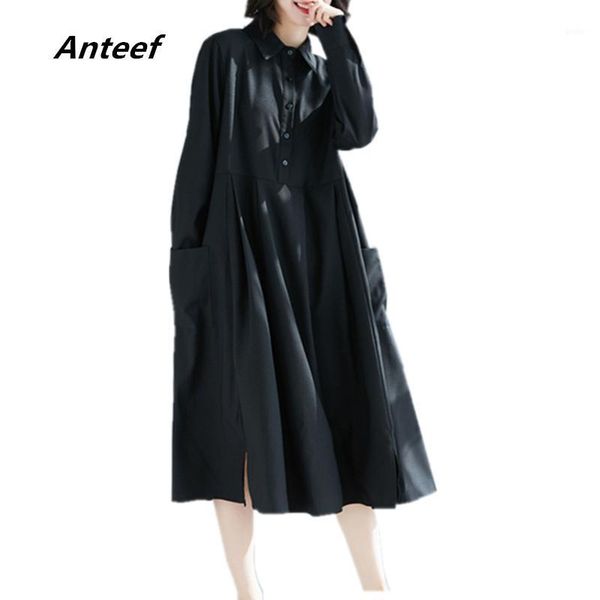 long sleeve black plus size vintage women casual loose spring autumn party shirt dress elegant clothes 2020 ladies dresses1, Black;gray
long sleeve black plus size vintage women casual loose spring autumn party shirt dress elegant clothes 2020 ladies dresses1, Black;gray