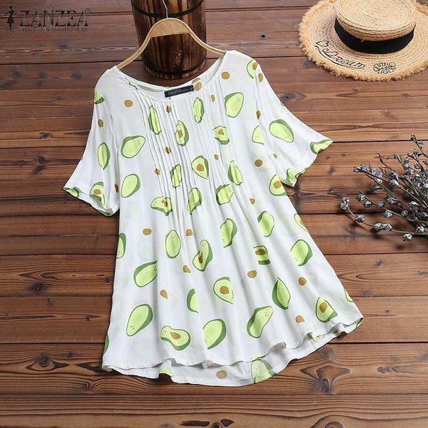 women's blouses & shirts 2021 summer avocado printed blouse zanzea fashion party shirt women casual short sleeve pleated tunic female, White
women's blouses & shirts 2021 summer avocado printed blouse zanzea fashion party shirt women casual short sleeve pleated tunic female, White