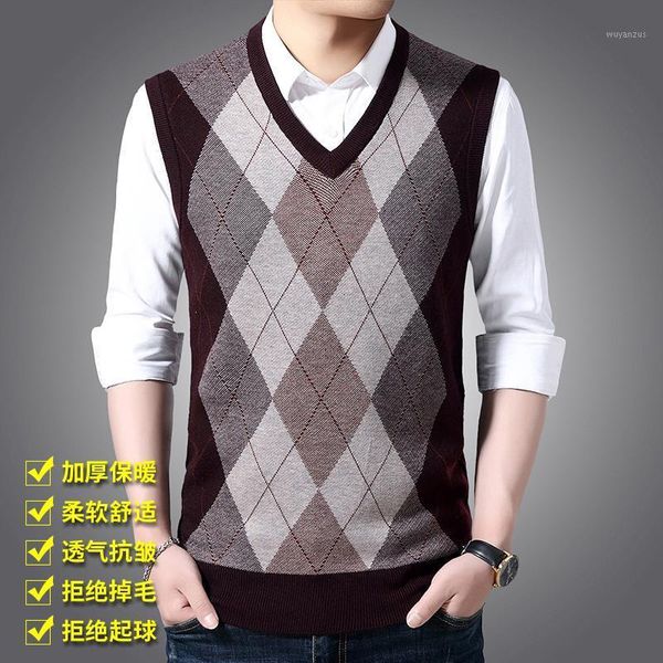 man thicken wool sweater fashion plaid warm cashmere vest male sleeveless argyle jumper pullovers1, White;black
man thicken wool sweater fashion plaid warm cashmere vest male sleeveless argyle jumper pullovers1, White;black