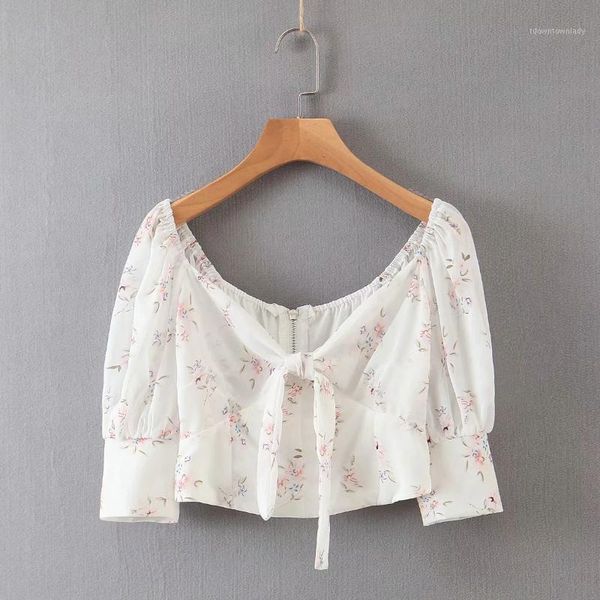 women's blouses & shirts casual woman bow decoration floral print chiffon short shirt 2021 fashion ladies puff sleeve blouse crop s727, White
women's blouses & shirts casual woman bow decoration floral print chiffon short shirt 2021 fashion ladies puff sleeve blouse crop s727, White