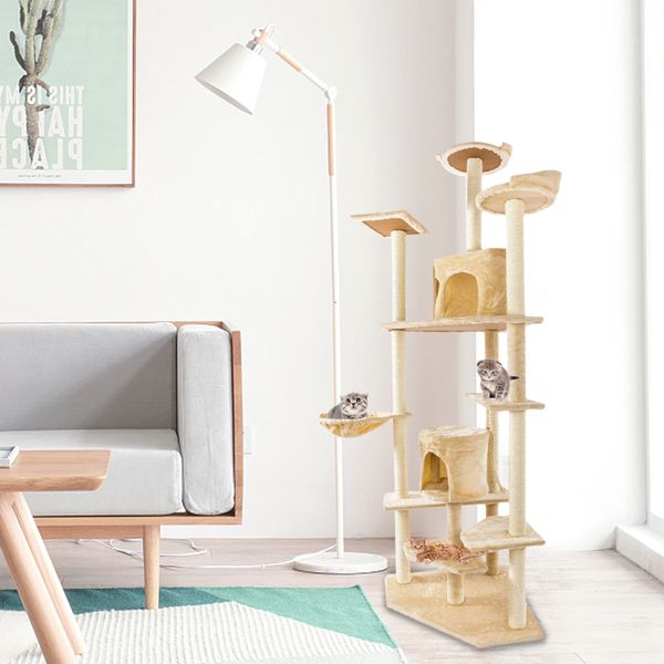 80" solid cute sisal rope plush cat climb tree cat tower black sisal rope winding thickened support avoid any shake
80" solid cute sisal rope plush cat climb tree cat tower black sisal rope winding thickened support avoid any shake