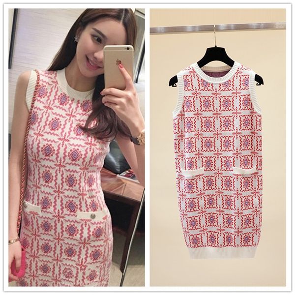 early spring new style small fragrance pink white sleeveless jacquard round neck dress skirt vest skirtknitted pocket slim dress women vest, Black;gray
early spring new style small fragrance pink white sleeveless jacquard round neck dress skirt vest skirtknitted pocket slim dress women vest, Black;gray