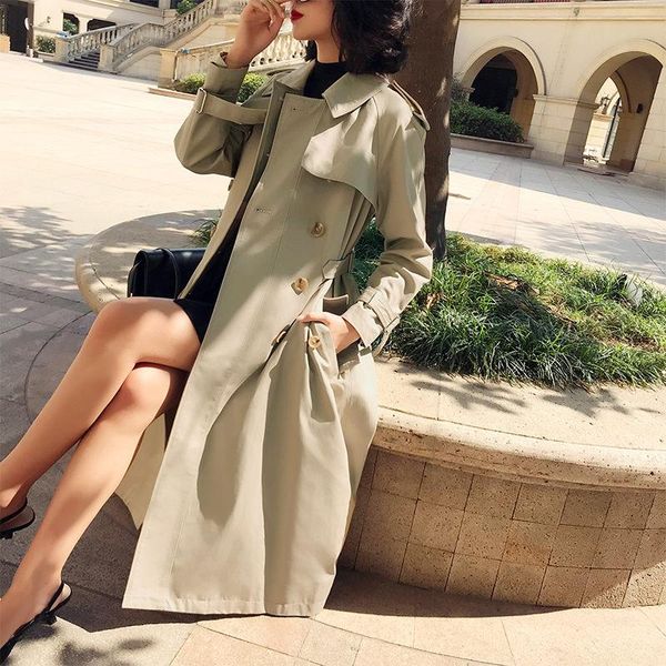 women's trench coats khaki windbreaker female spring autumn mujer korean temperament double-breasted women long femme coat f1980, Tan;black
women's trench coats khaki windbreaker female spring autumn mujer korean temperament double-breasted women long femme coat f1980, Tan;black