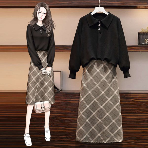 autumn and winter women's large size fat mm dress foreign style fashion leisure show thin age reducing suit sweater skirt two piece, Black;gray
autumn and winter women's large size fat mm dress foreign style fashion leisure show thin age reducing suit sweater skirt two piece, Black;gray