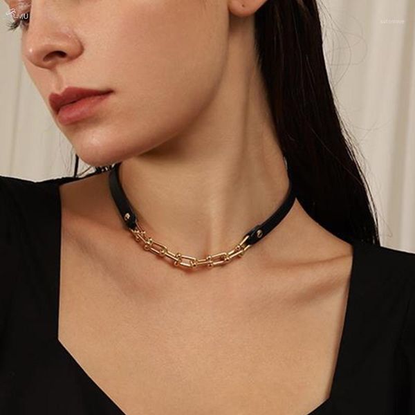 aomu 1pc 2020 fashion punk metal black leather patckwork choker necklace for female women party jewelry1, Golden;silver
aomu 1pc 2020 fashion punk metal black leather patckwork choker necklace for female women party jewelry1, Golden;silver