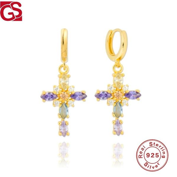 gs ins style huggie earrings colorful zircon cross hanging hoop earring for women 925 sterling silver piercing fashion jewelry, Golden;silver
gs ins style huggie earrings colorful zircon cross hanging hoop earring for women 925 sterling silver piercing fashion jewelry, Golden;silver